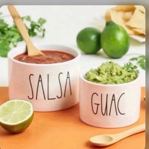 RAE DUNN Salsa/Guac Bowls with Wooden Spoons - Picture 2 of 12